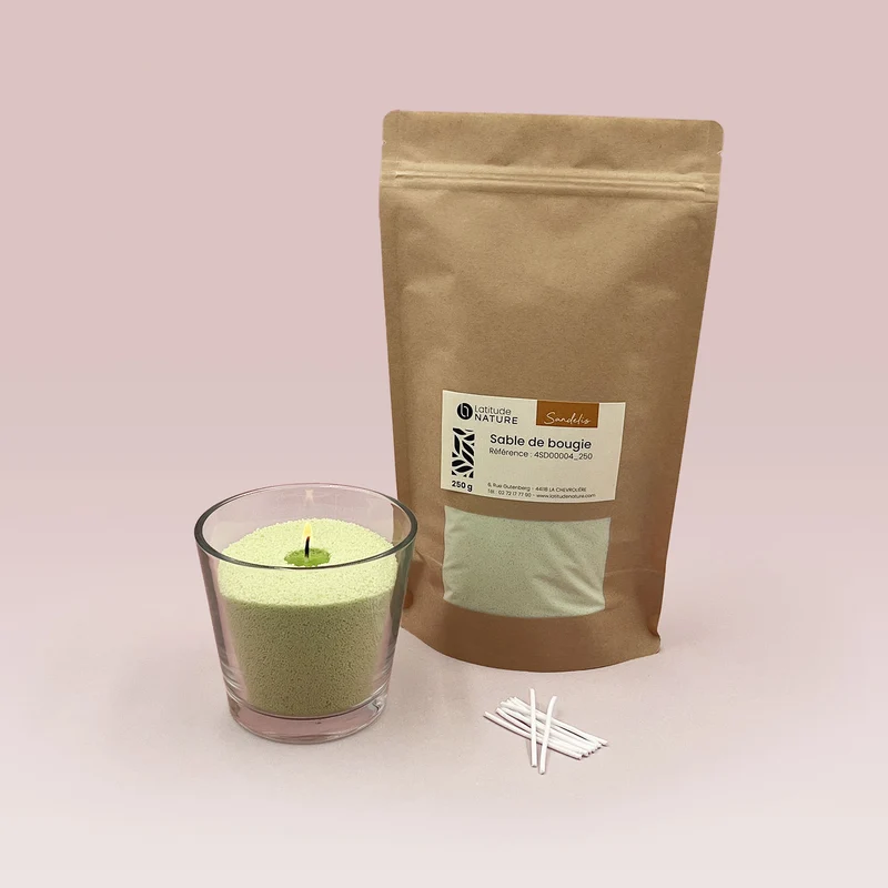 Cire sable pour bougie perlée vert