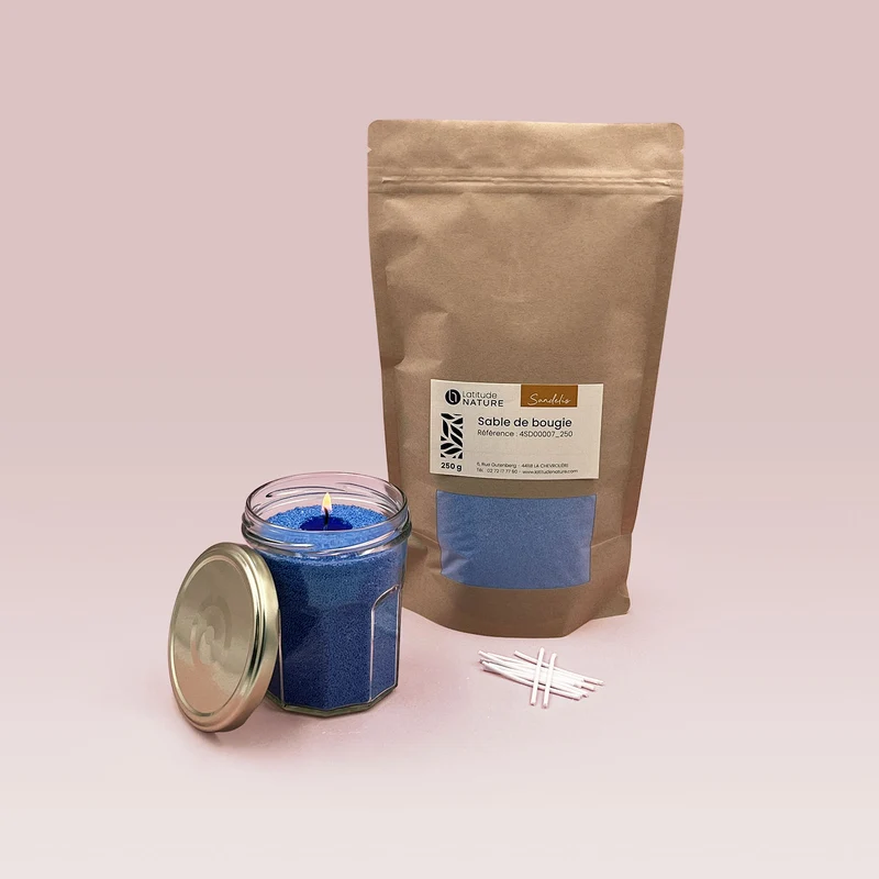 Cire sable pour bougie perlée bleu