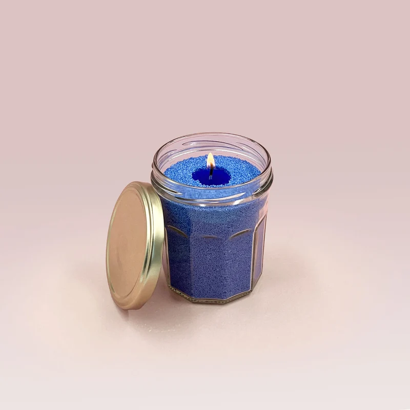 Cire sable pour bougie perlée bleu