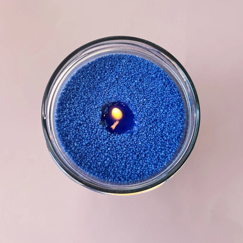 Cire sable pour bougie perlée bleu