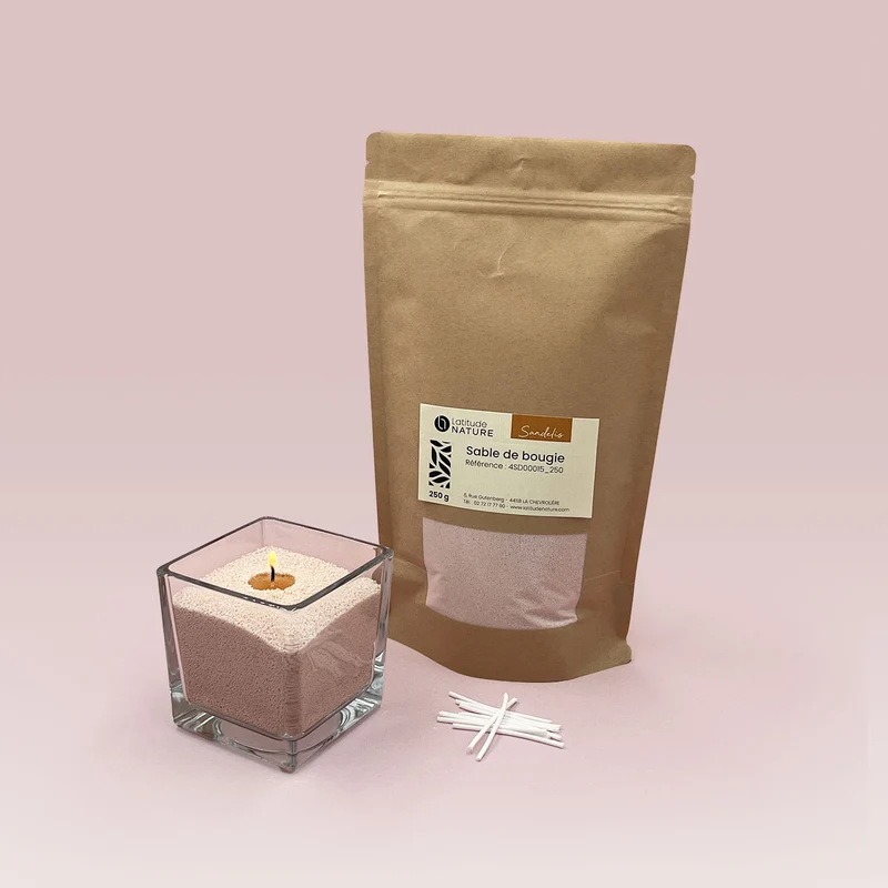 Cire sable pour bougie perlée rose poudré