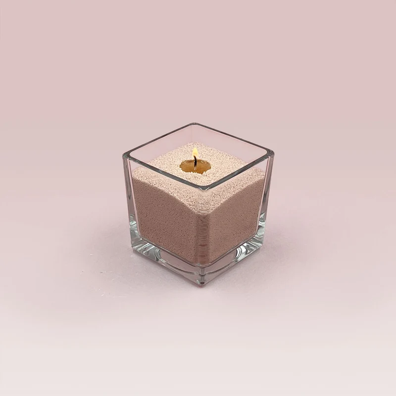 Cire sable pour bougie perlée rose poudré