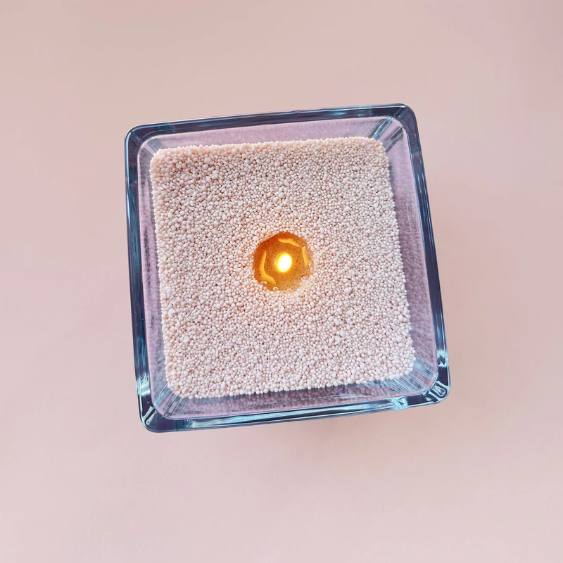 Cire sable pour bougie perlée rose poudré