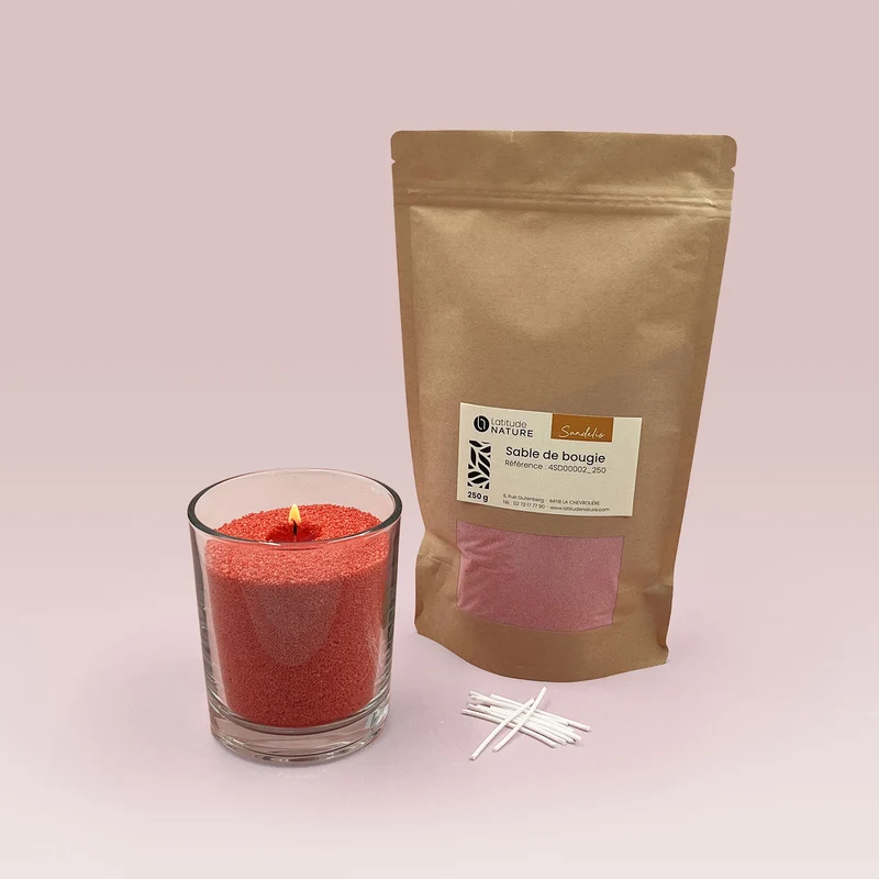 Cire sable pour bougie perlée rouge