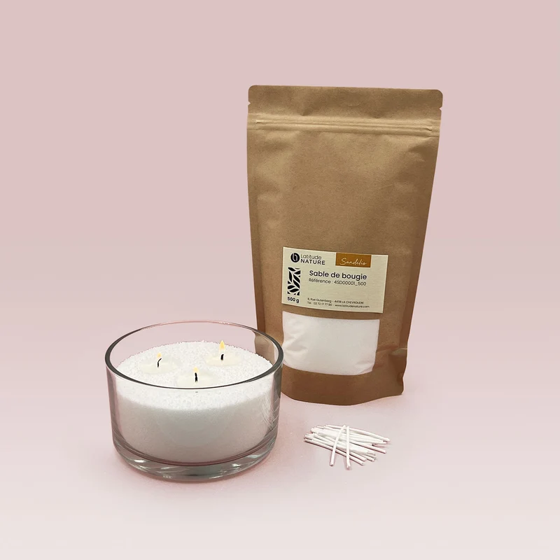 Cire sable pour bougie perlée blanc