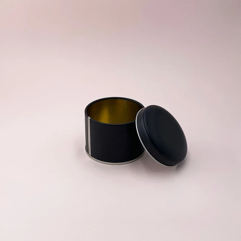 Boîte métallique en fer laqué noir avec couvercle 190 ml