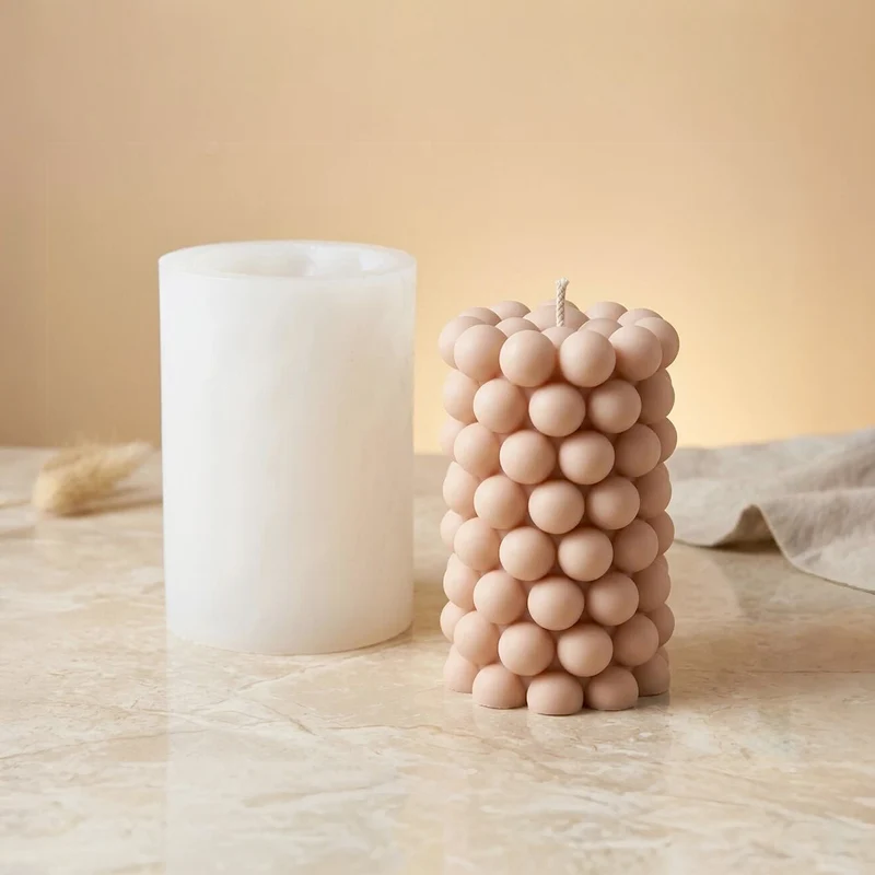Moule bougie Cylindre à bulles - Silicone