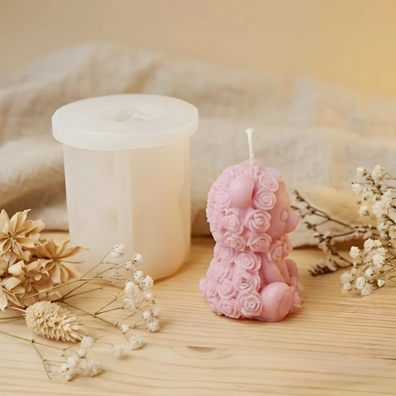 Moule bougie Ours roses - Silicone