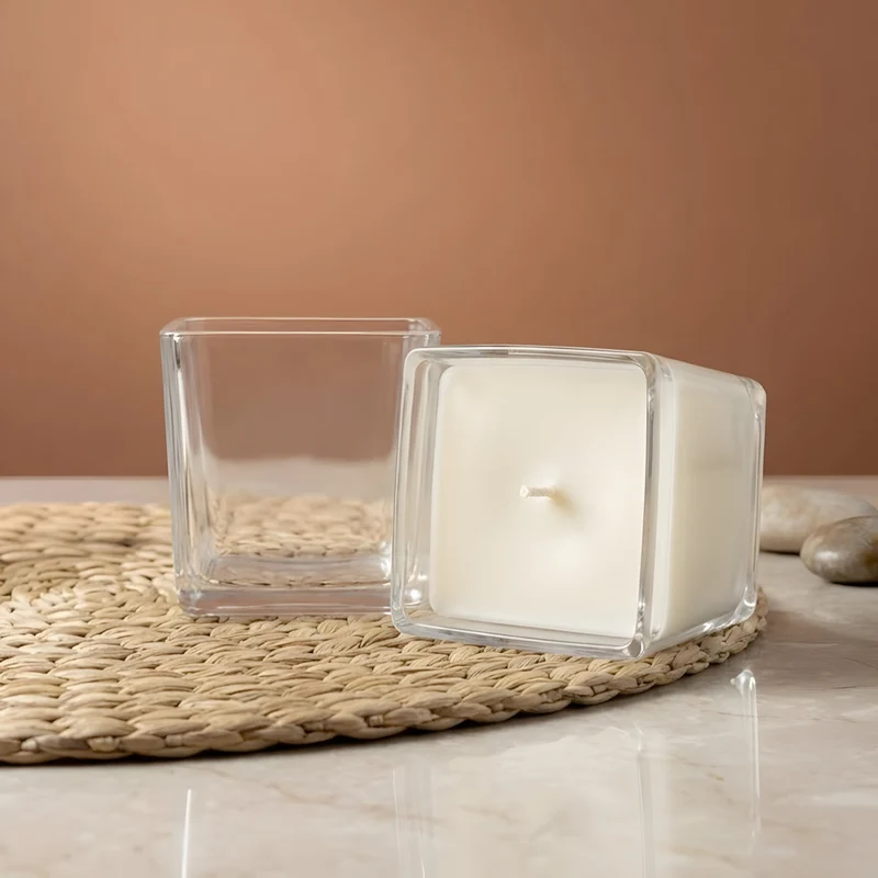 Verre bougie carré Transparent - 330 ml