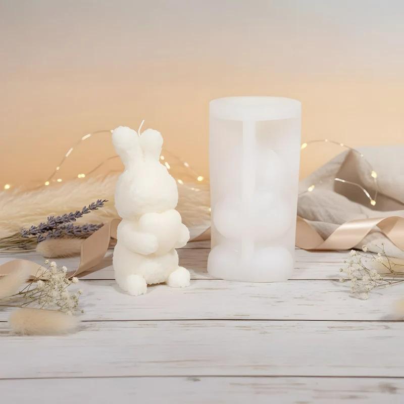 Moule bougie Lapin cœur - Silicone