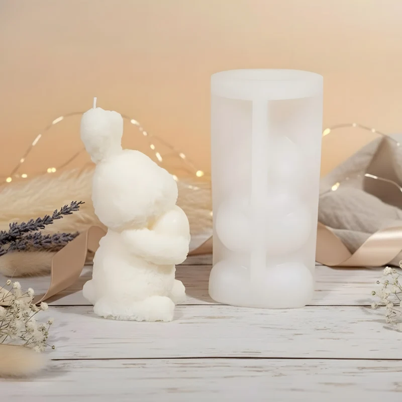 Moule bougie Lapin cœur - Silicone