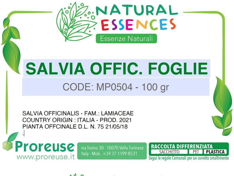 Salvia officinale foglie triturate - 100 gr