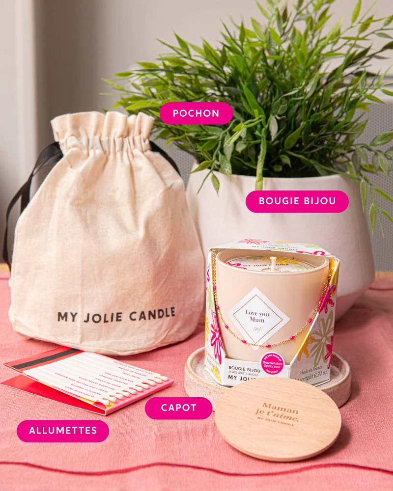 Bougie bijou "Love You Mum" et accessoires