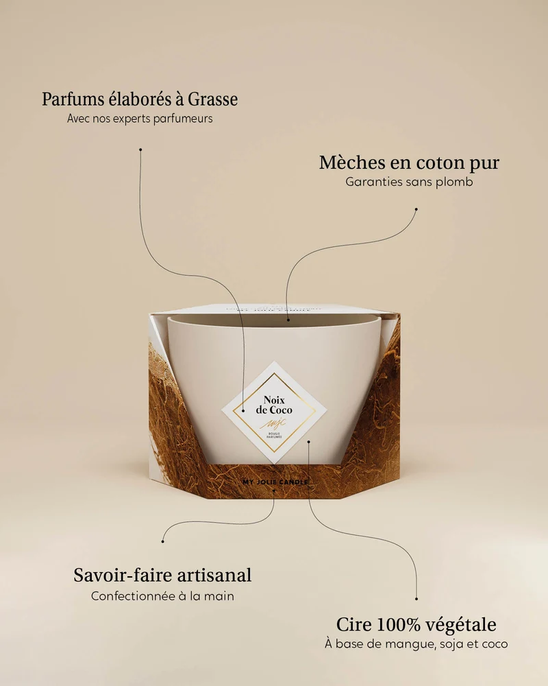 Grande bougie parfumée Noix de Coco