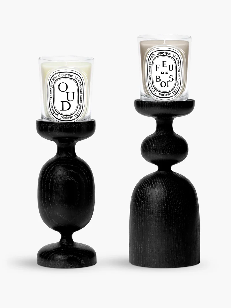 Bougeoir Pilier noir - Pour bougie modèle classique