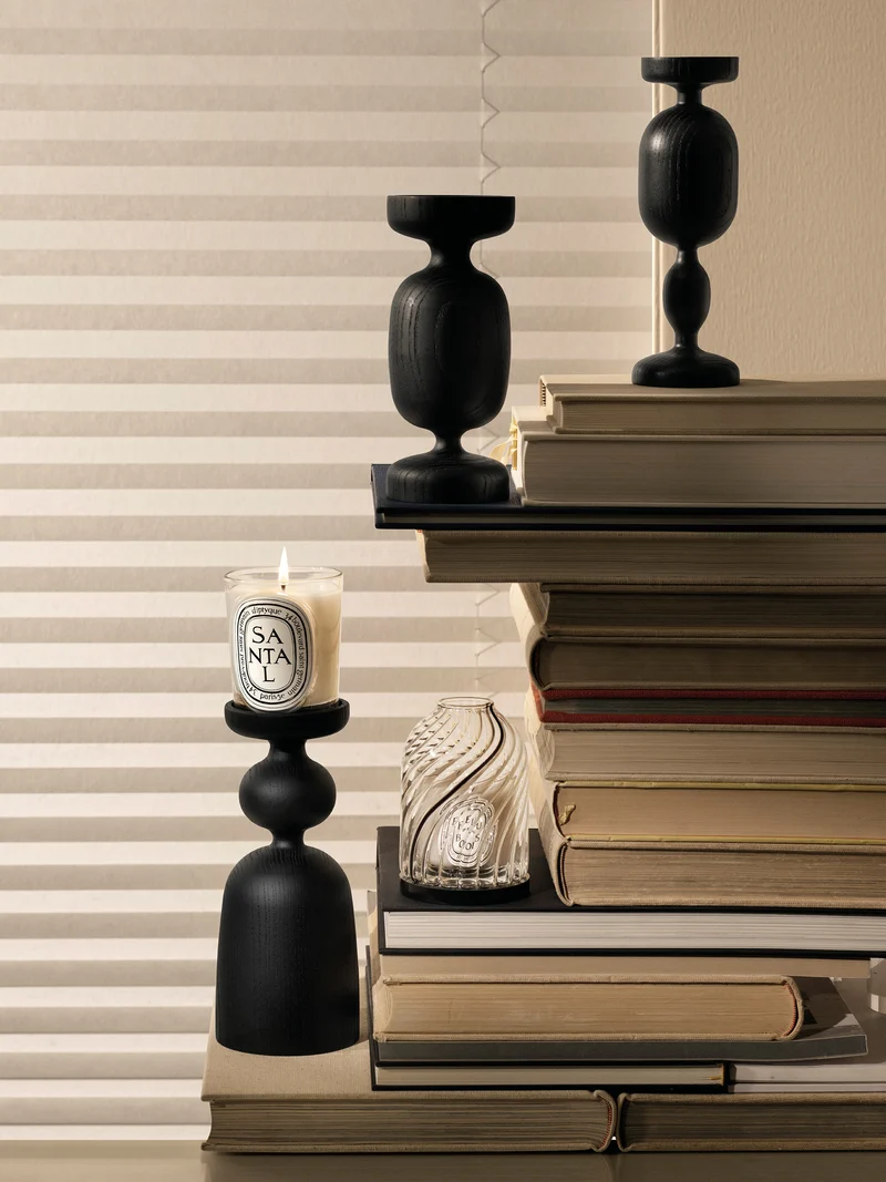 Bougeoir Pilier noir - Pour bougie modèle classique