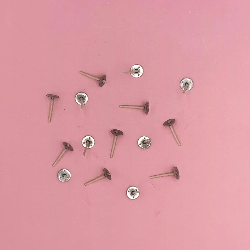 Mèche en coton pré-cirée sur socle pour bougies maison chauffe-plat T15/6