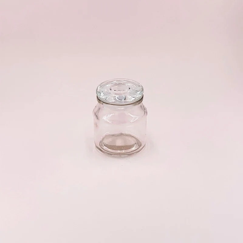 Verre bonbonnière transparent avec couvercle 100 ml / bougie 110 g