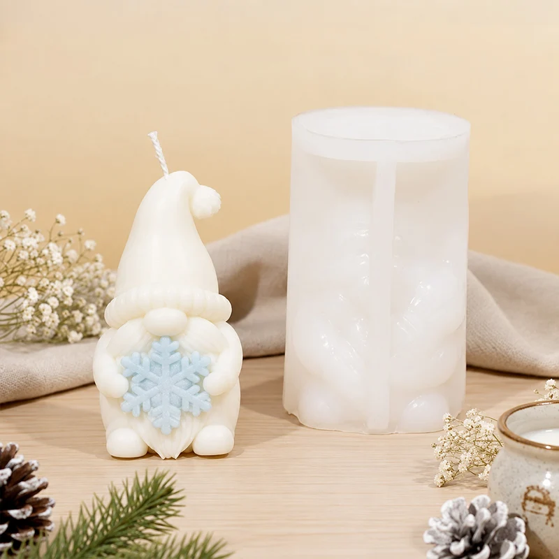 Moule bougie Lutin de Noël avec flocon - Silicone