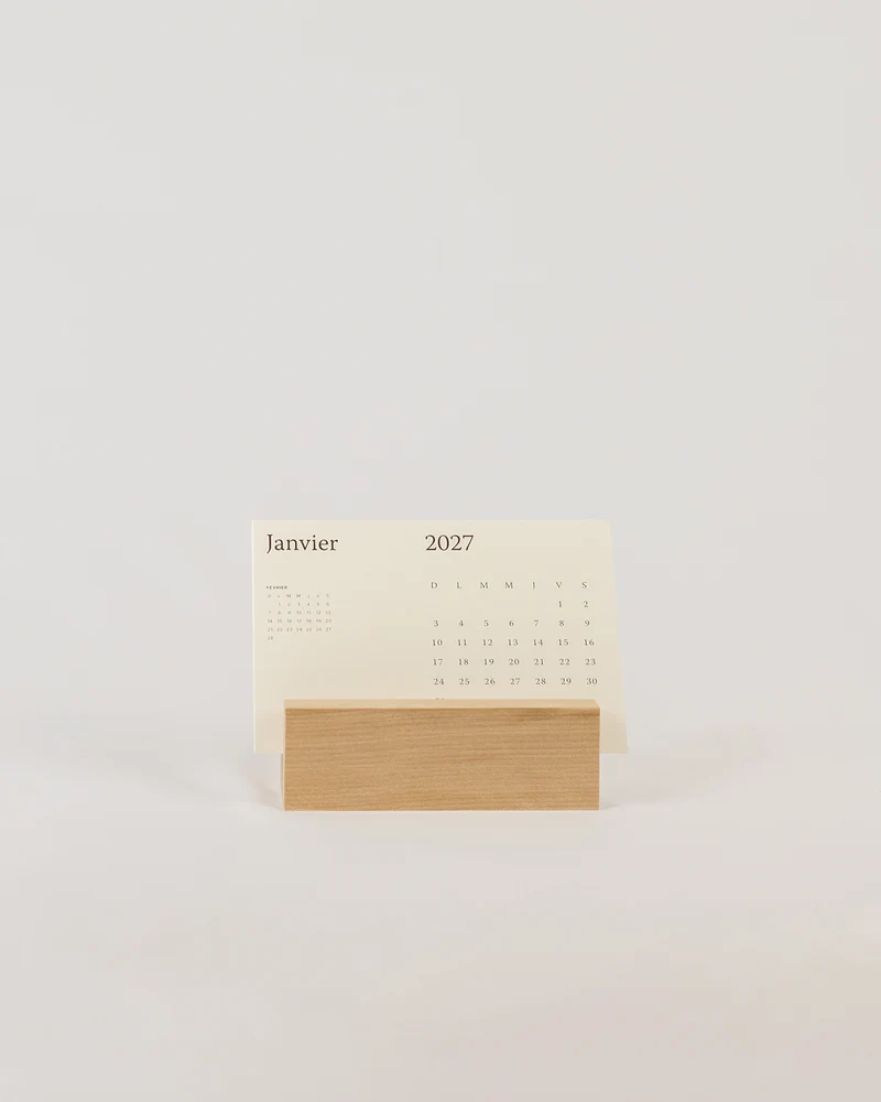 Calendrier de bureau en merisier — 2027