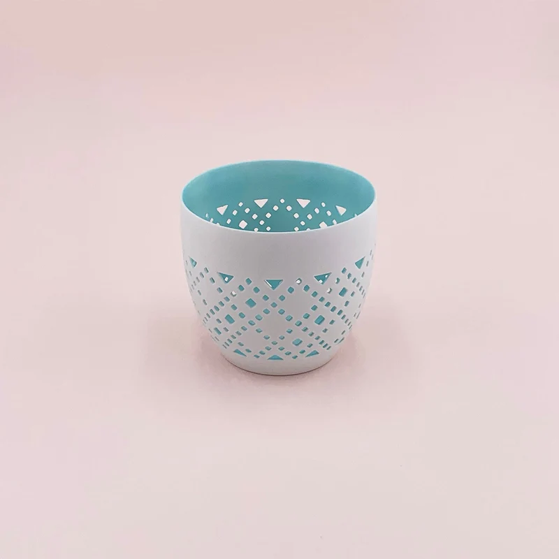 Photophore en porcelaine bleu