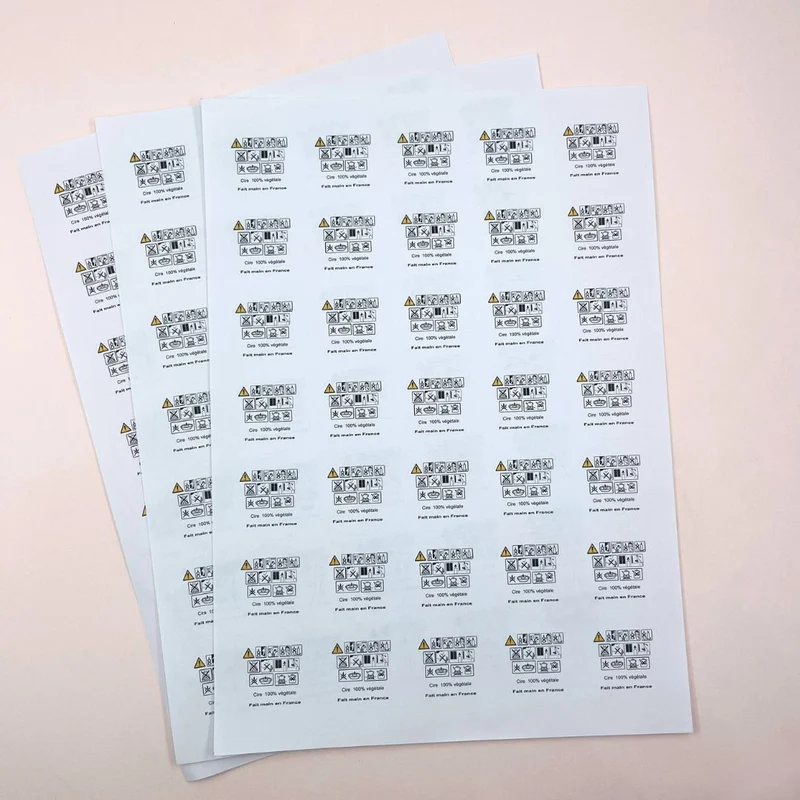Etiquettes de sécurité pour bougies coulées "Cire 100 % d'origine Végétale"