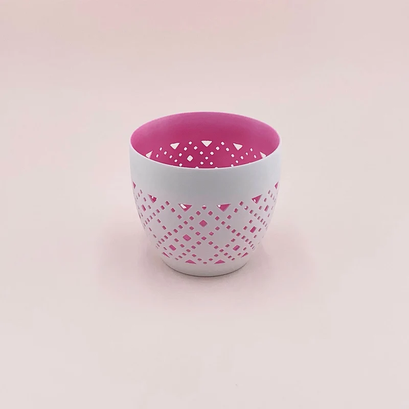 Photophore en porcelaine rose