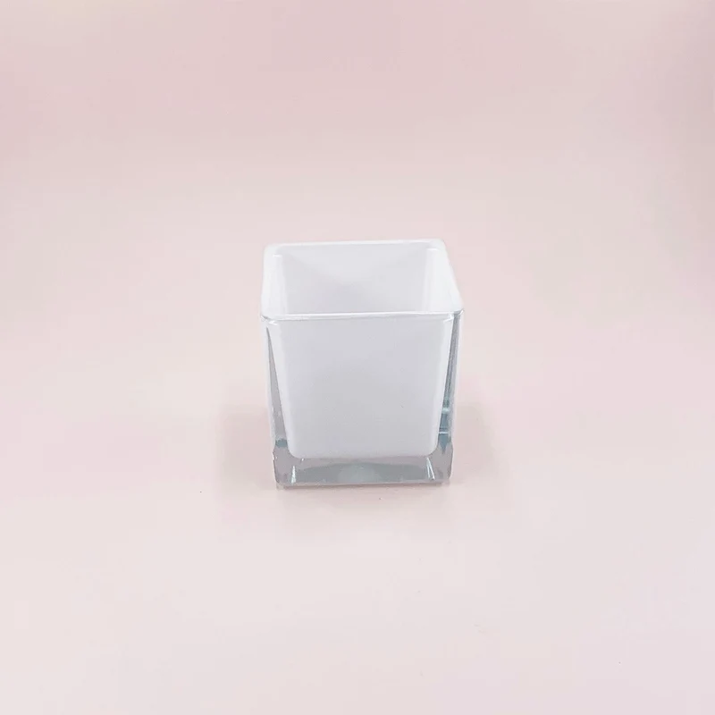 Cube en verre blanc 250 ml / bougie 220 g