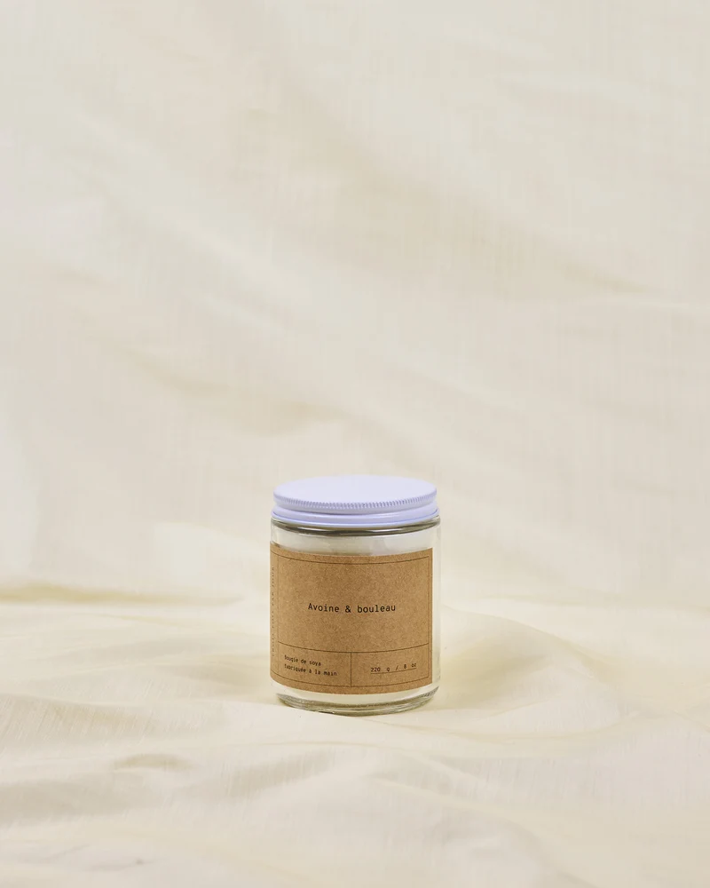 Bougie de soya — Avoine & Bouleau — 8 oz (50 heures)