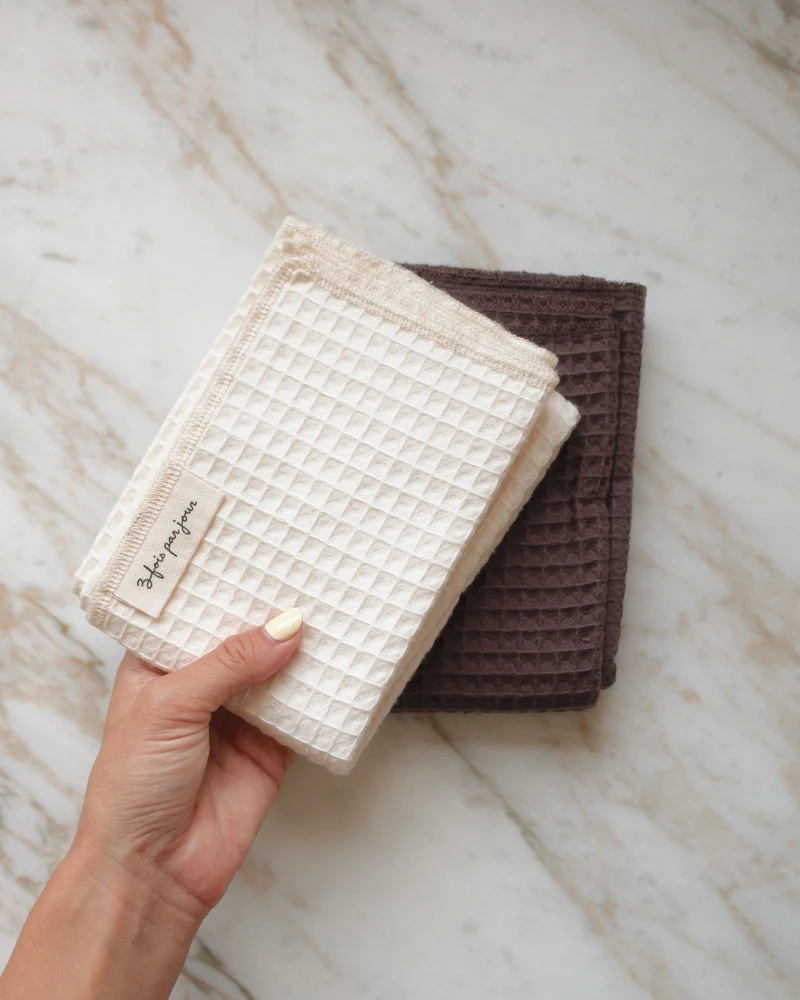 Duo | Linges gaufrés en coton