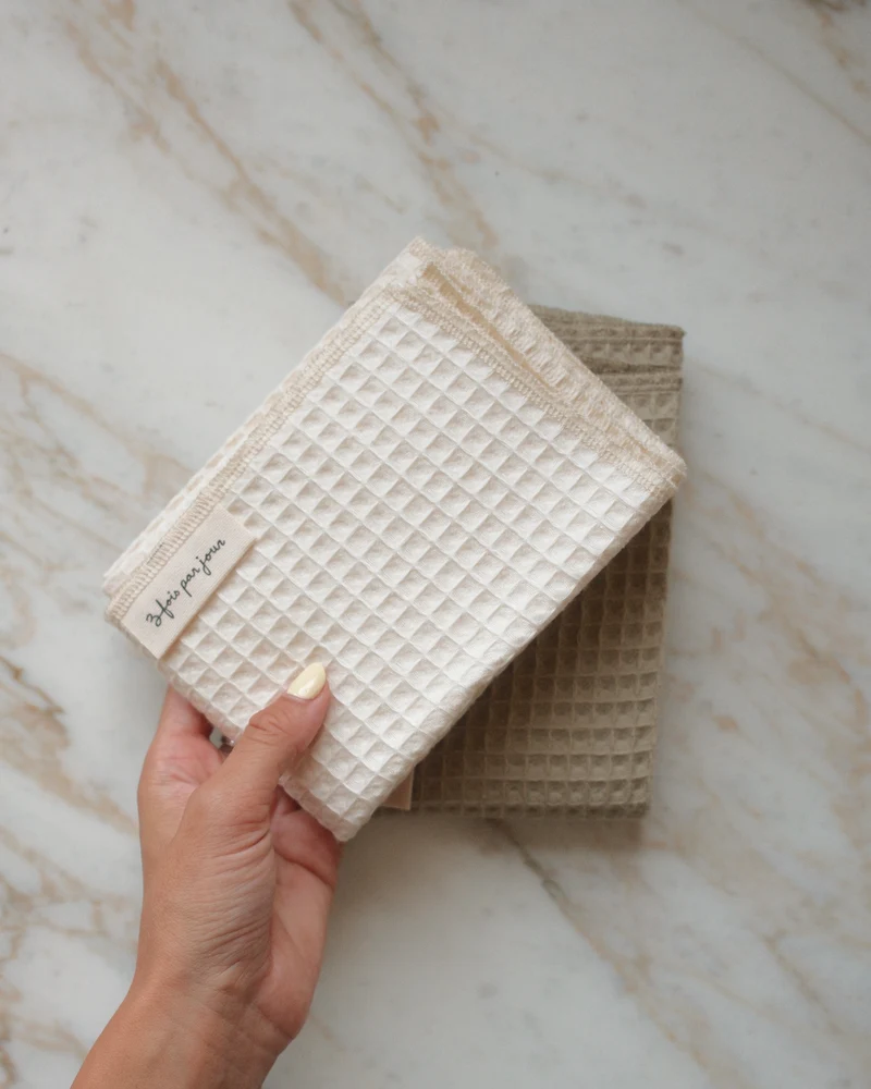 Duo | Linges gaufrés en coton
