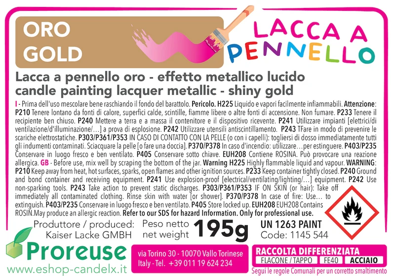 Colore oro, a pennello, per cera o per gesso