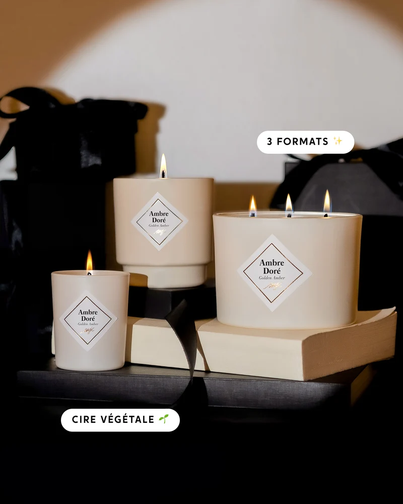 Trio bougies Ambre Doré