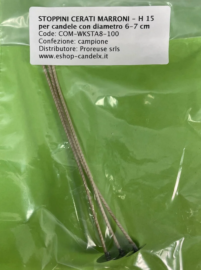 Campioni stoppini cerati per candele nei contenitori - 3 pz. per 4 tipi