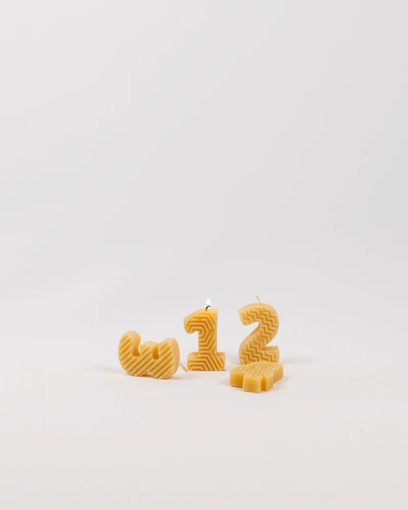 Bougies d'anniversaire en cire d'abeille (Chiffres 0 à 9)