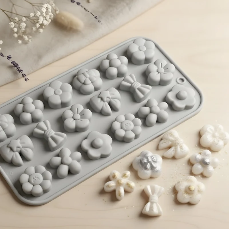 Moule décoration Nœuds & fleurs - Silicone
