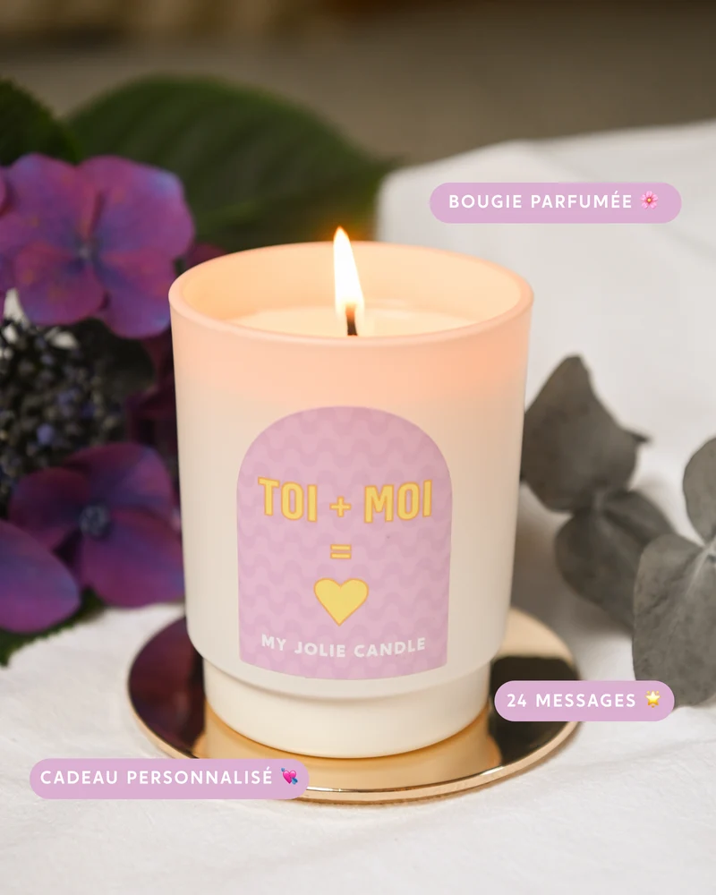 Bougie parfumée - Toi + moi = coeur