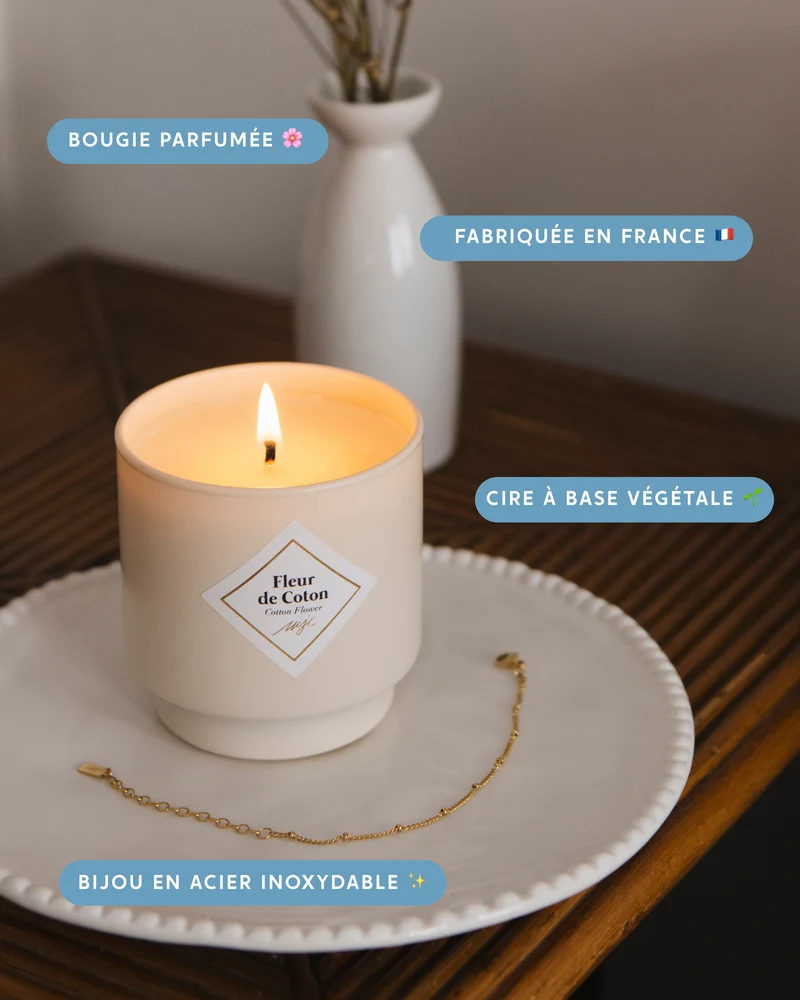 Bougie bijou surprise Fleur de Coton