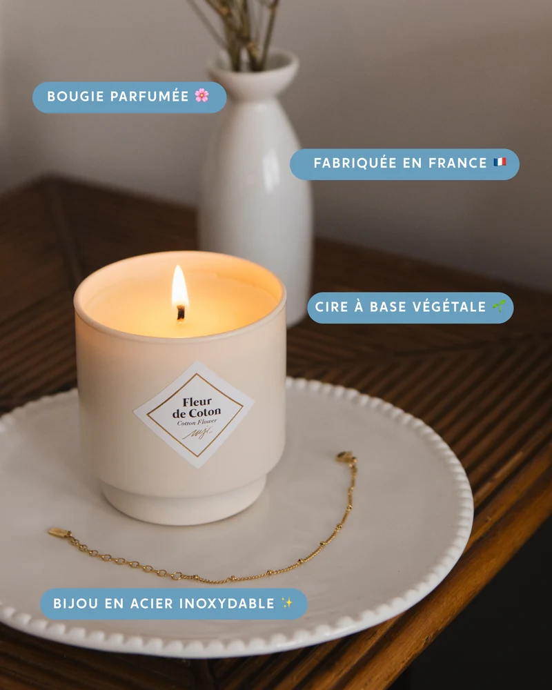Bougie bijou surprise Fleur de Coton