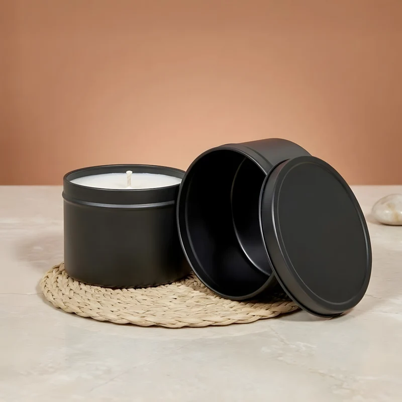 Boîte métallique Noire ronde sans soudure - 250 ml