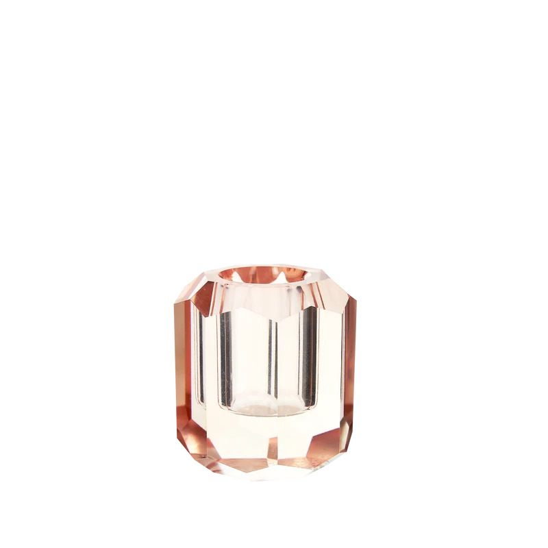 Bougeoir à facettes rose