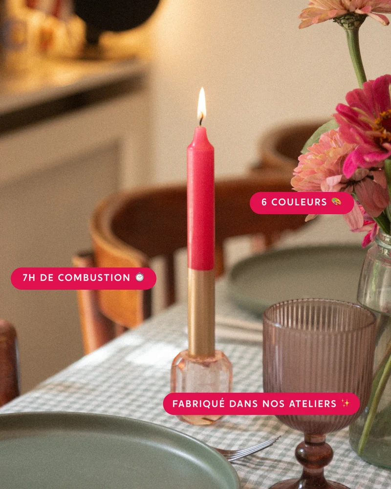 Bougies Bicolores - Rose Foncé & Or