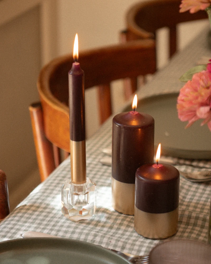 Bougies Bicolores - Aubergine & Or