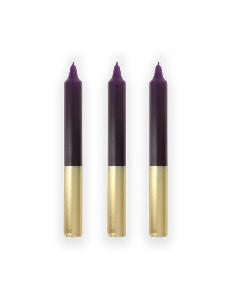 Bougies Bicolores - Aubergine & Or