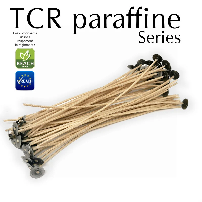 Mèches TCR cirées de paraffine sur socle