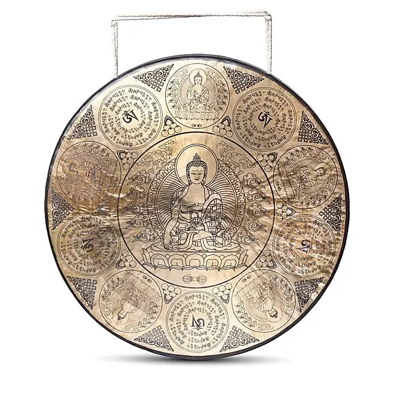 Nepalese gong Boeddha Shakyamuni gegraveerd