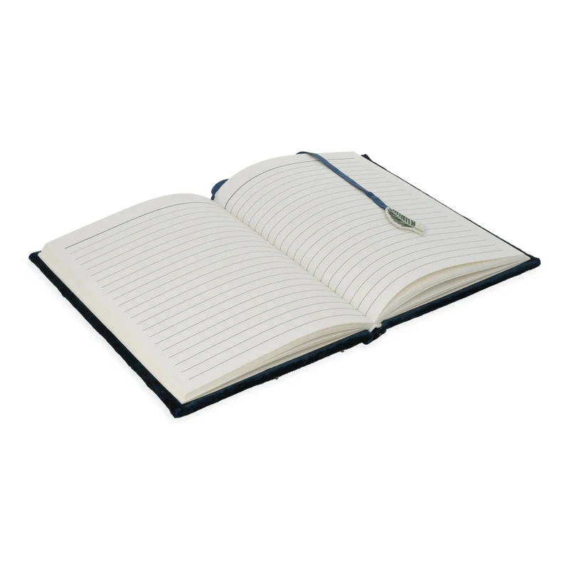 Notitieboek fluweel donkerblauw met bloemen