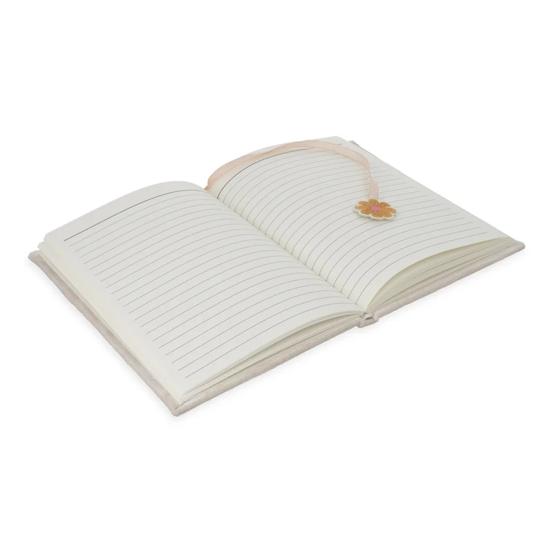 Notitieboek fluweel gebroken wit met bloemen