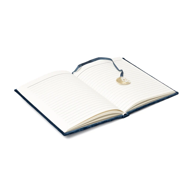 Notitieboek fluweel blauw met maan