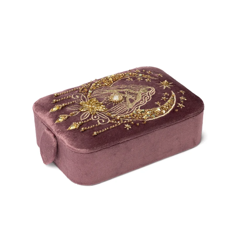 Sieraden / tarotdoos fluweel roze met godin